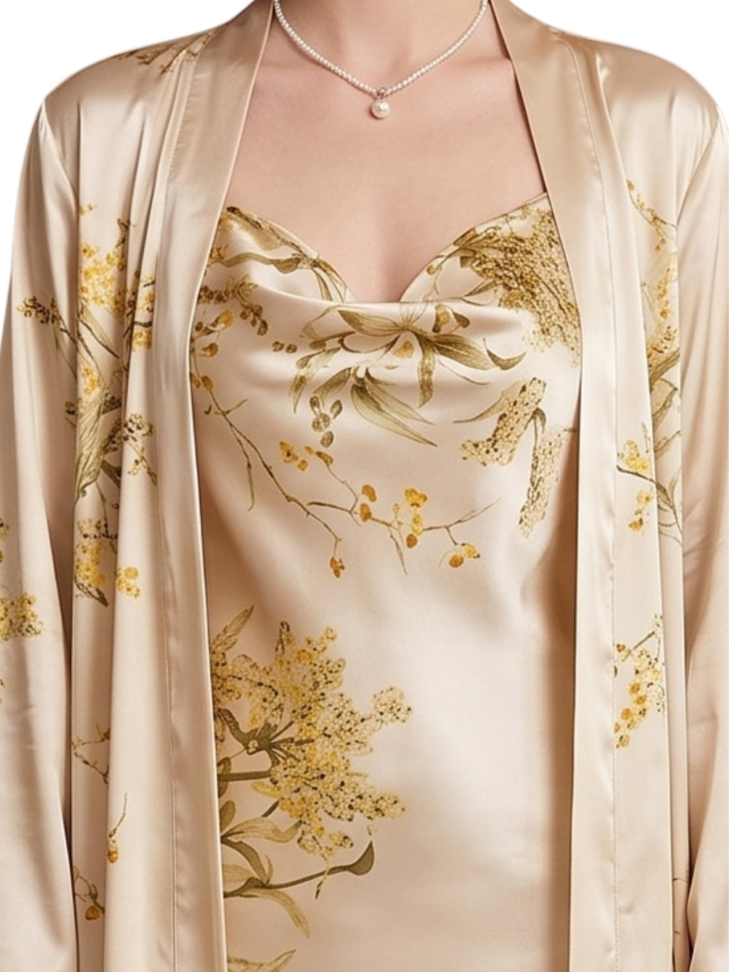 Floral Satin Nightdress & Robe Set