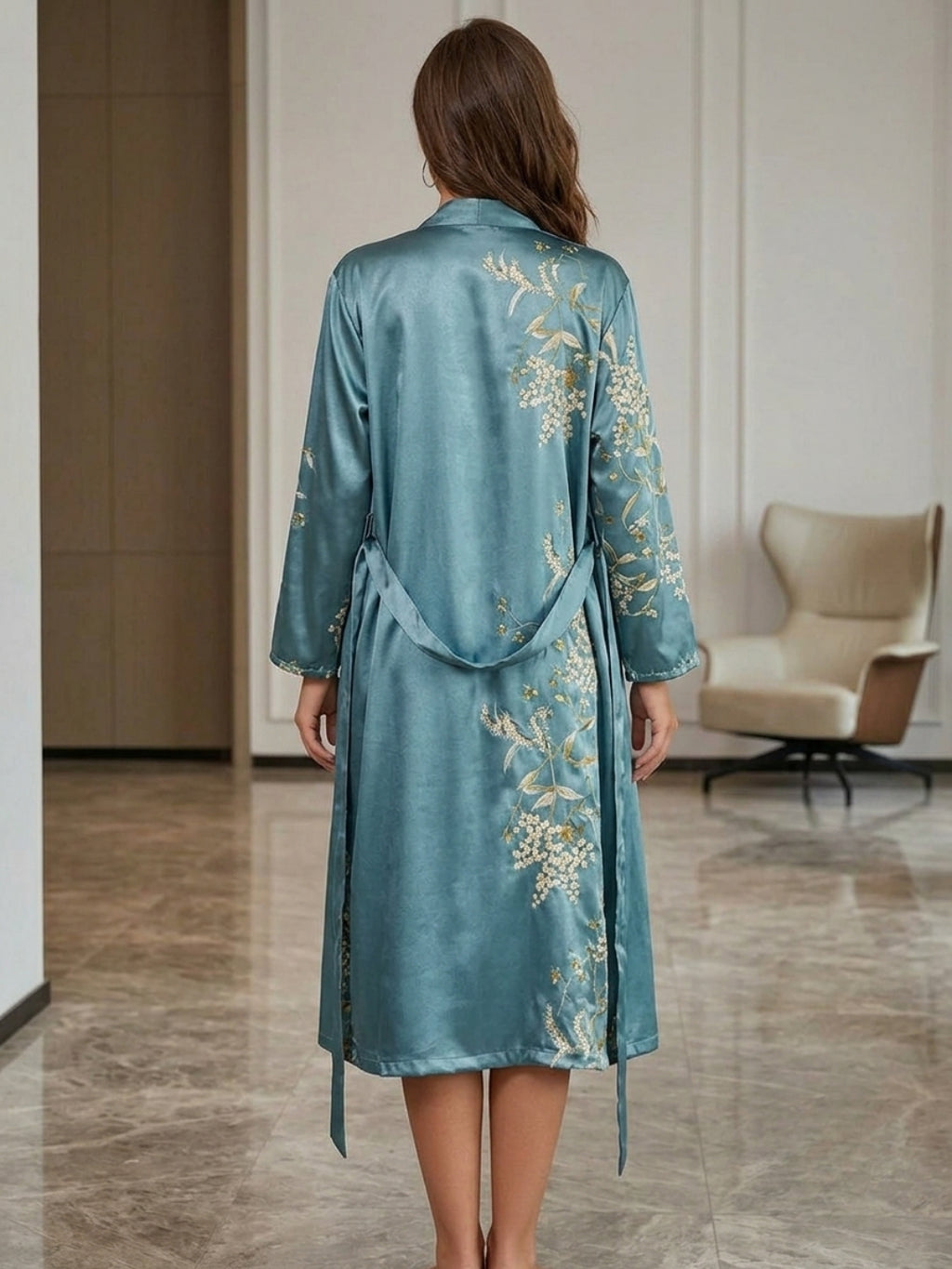 Floral Satin Nightdress & Robe Set