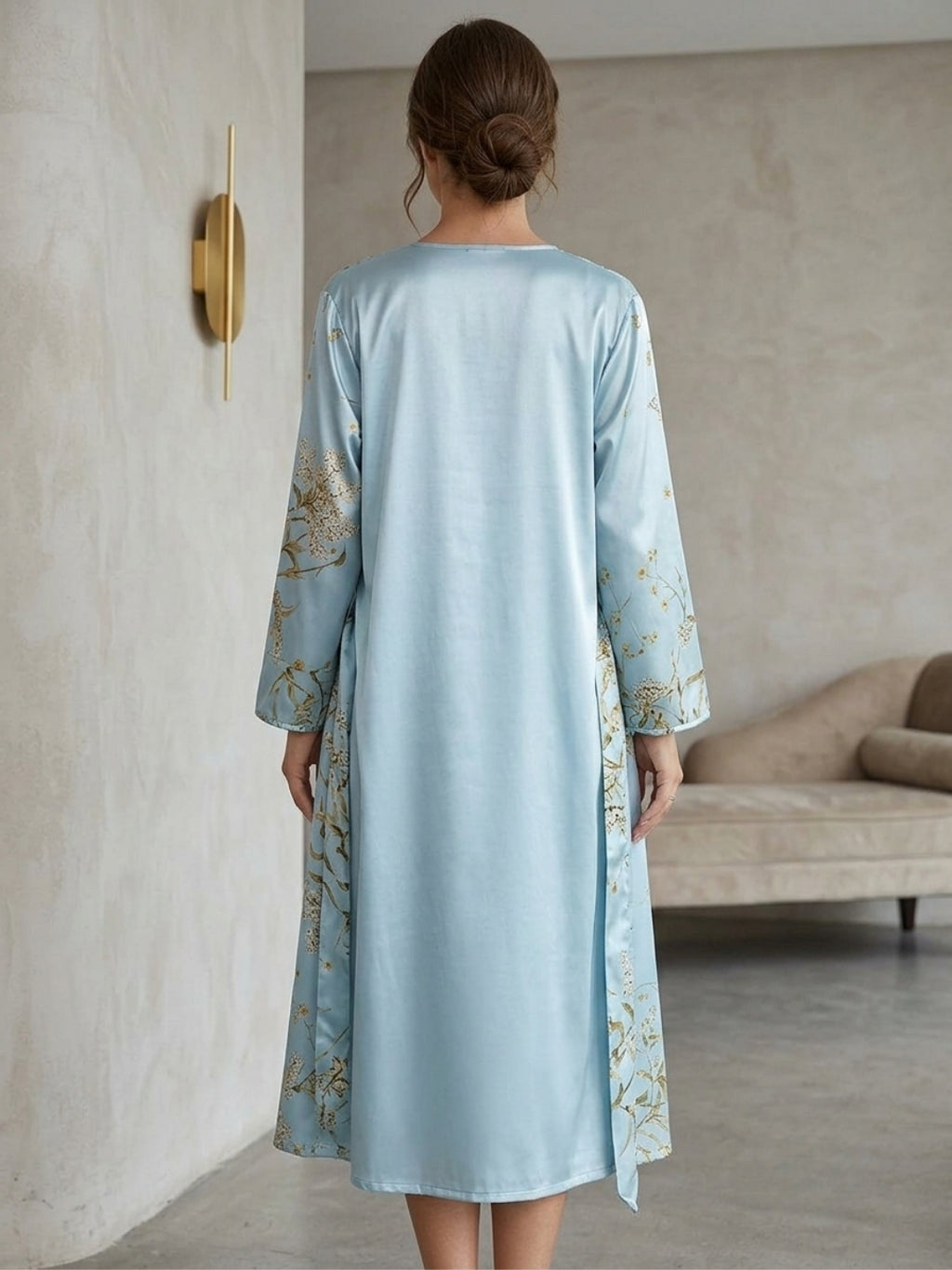Floral Satin Nightdress & Robe Set