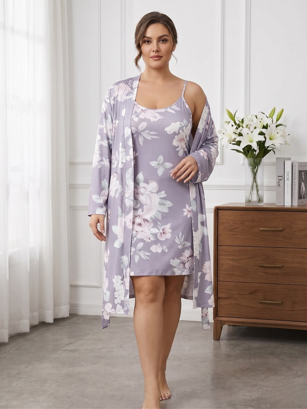 Women's Floral Robe Set