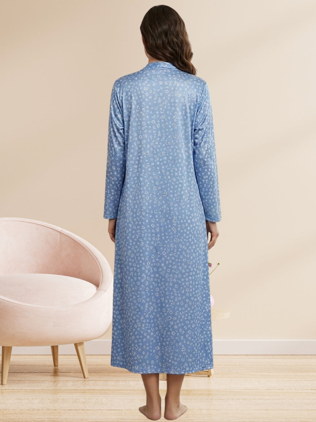 Women's Floral Satin Nightdress With Robe Set