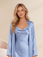 Women's Floral Satin Nightdress With Robe Set