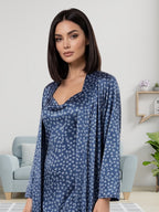 Women's Floral Satin Nightdress With Robe Set