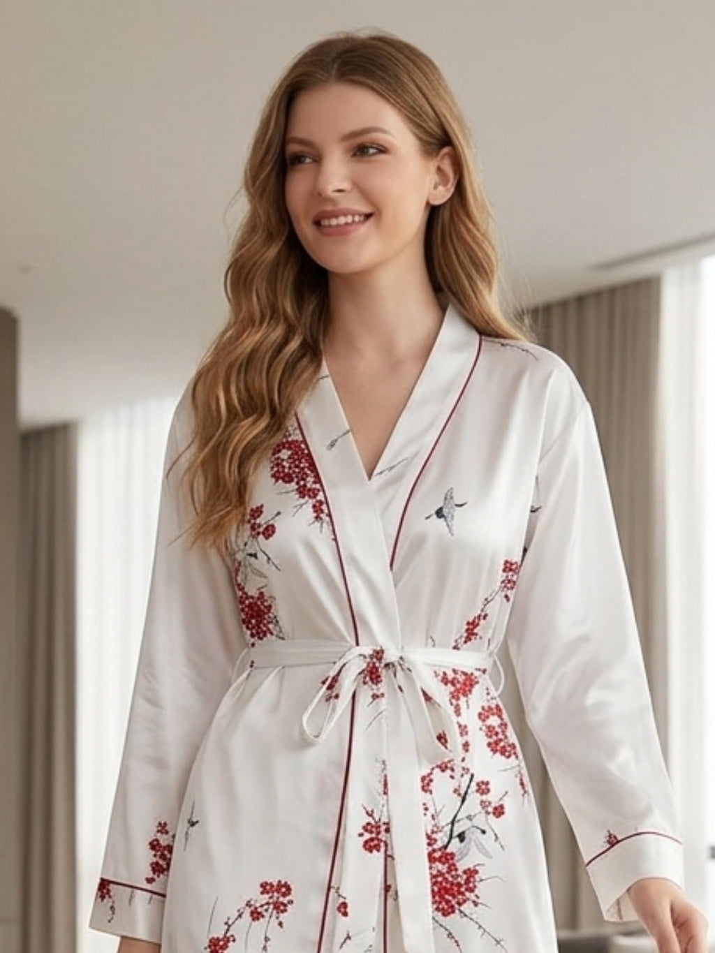 Women's Floral Print Satin Nightsuits Set