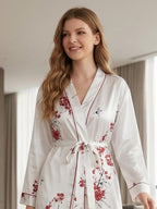 Women's Floral Print Satin Nightsuits Set