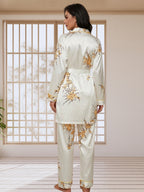 Women's Floral Print Satin Nightsuits Set