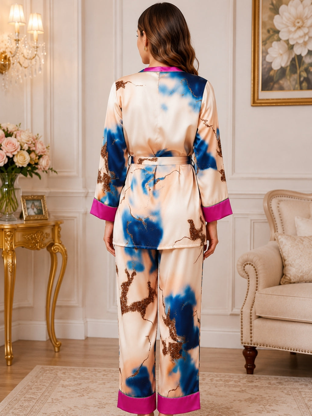 Women's Printed Satin Nightsuits Set