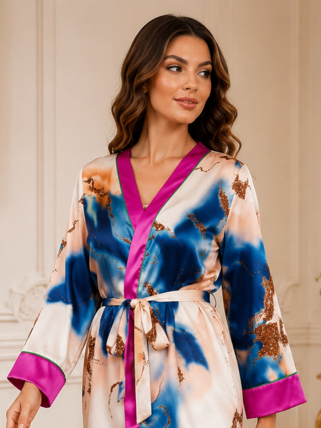 Women's Printed Satin Nightsuits Set