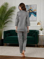 Women's Striped Satin Nightsuits Set