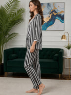 Women's Striped Satin Nightsuits Set