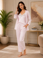 Women's Striped Satin Nightsuits Set