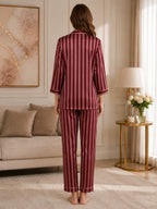 Women's Striped Satin Nightsuits Set
