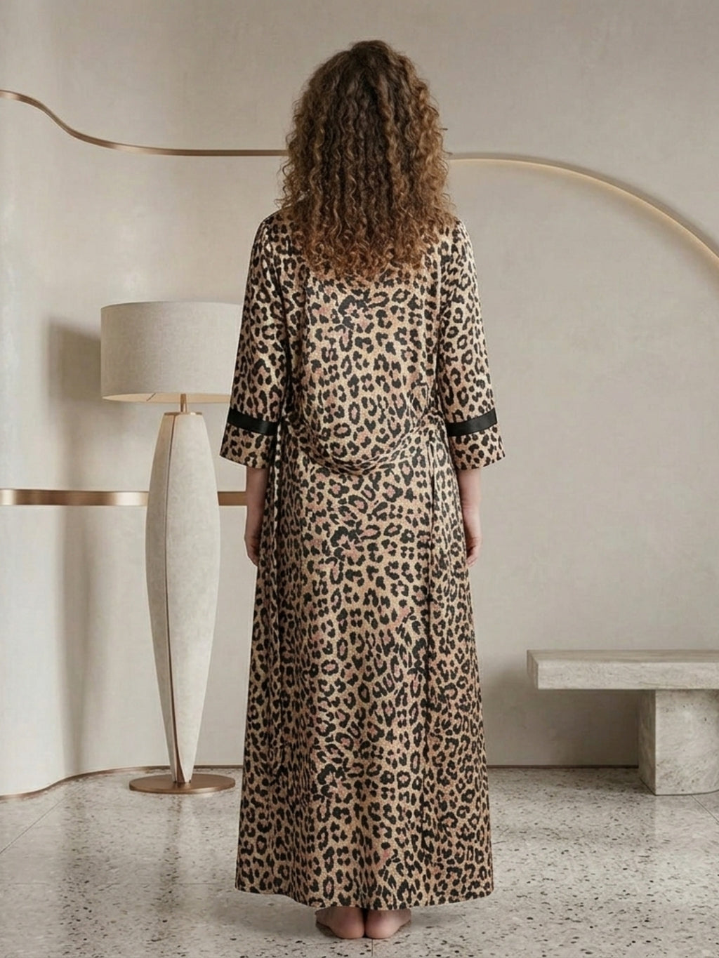 Leopard Print Nightwear Robe Set