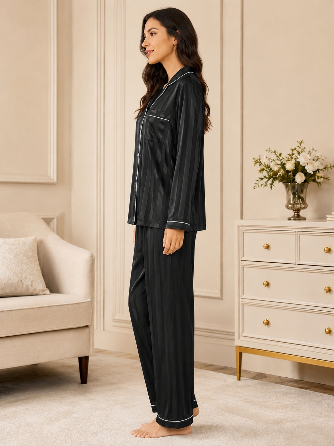 Women's Satin Sleepwear Pyjama Set