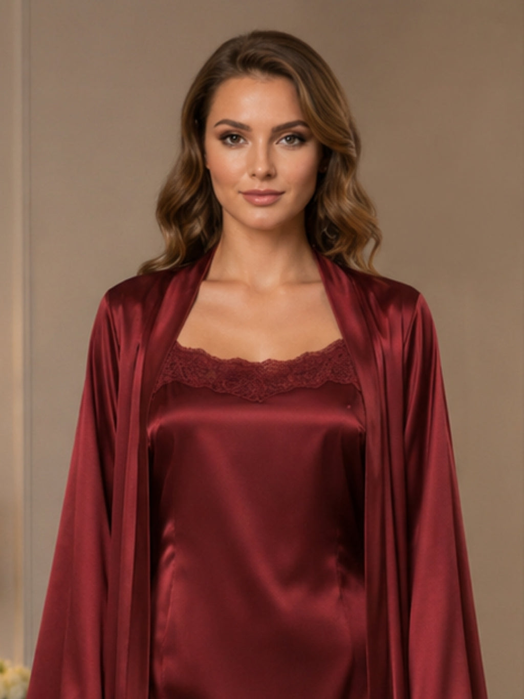 Side Open Nightgown & Robe Set