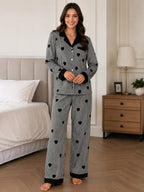 Women's Print Striped Nightsuits Set