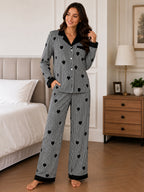 Women's Print Striped Nightsuits Set