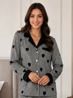 Women's Print Striped Nightsuits Set