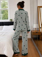 Women's Print Striped Nightsuits Set