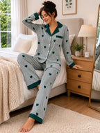 Women's Print Striped Nightsuits Set