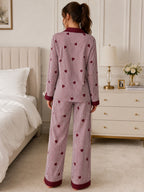Women's Print Striped Nightsuits Set
