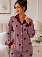 Women's Print Striped Nightsuits Set