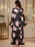 Floral Print Satin Nightgown & Robe Set
