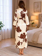 Women's Floral Print Satin Robe