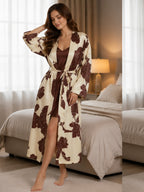 Floral Satin Robe & Nightdress Set