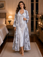 Floral Satin Robe & Nighty Set
