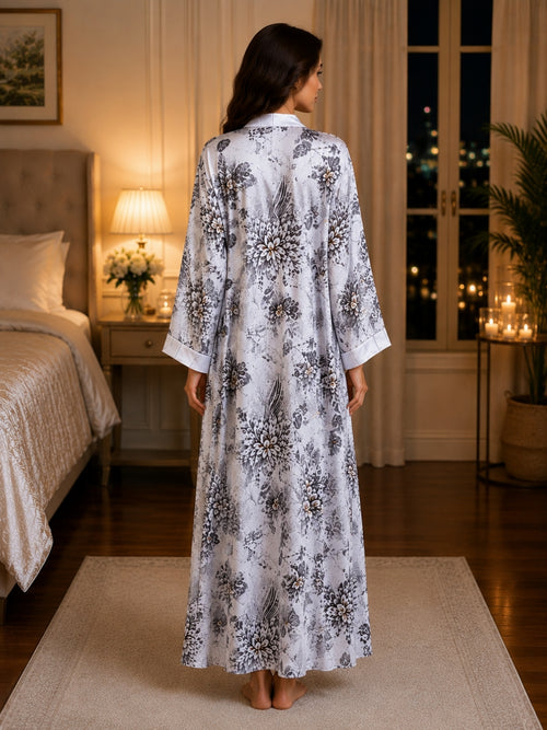 Floral Satin Robe & Nighty Set