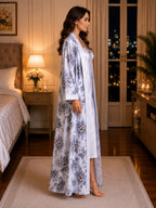 Floral Satin Robe & Nighty Set