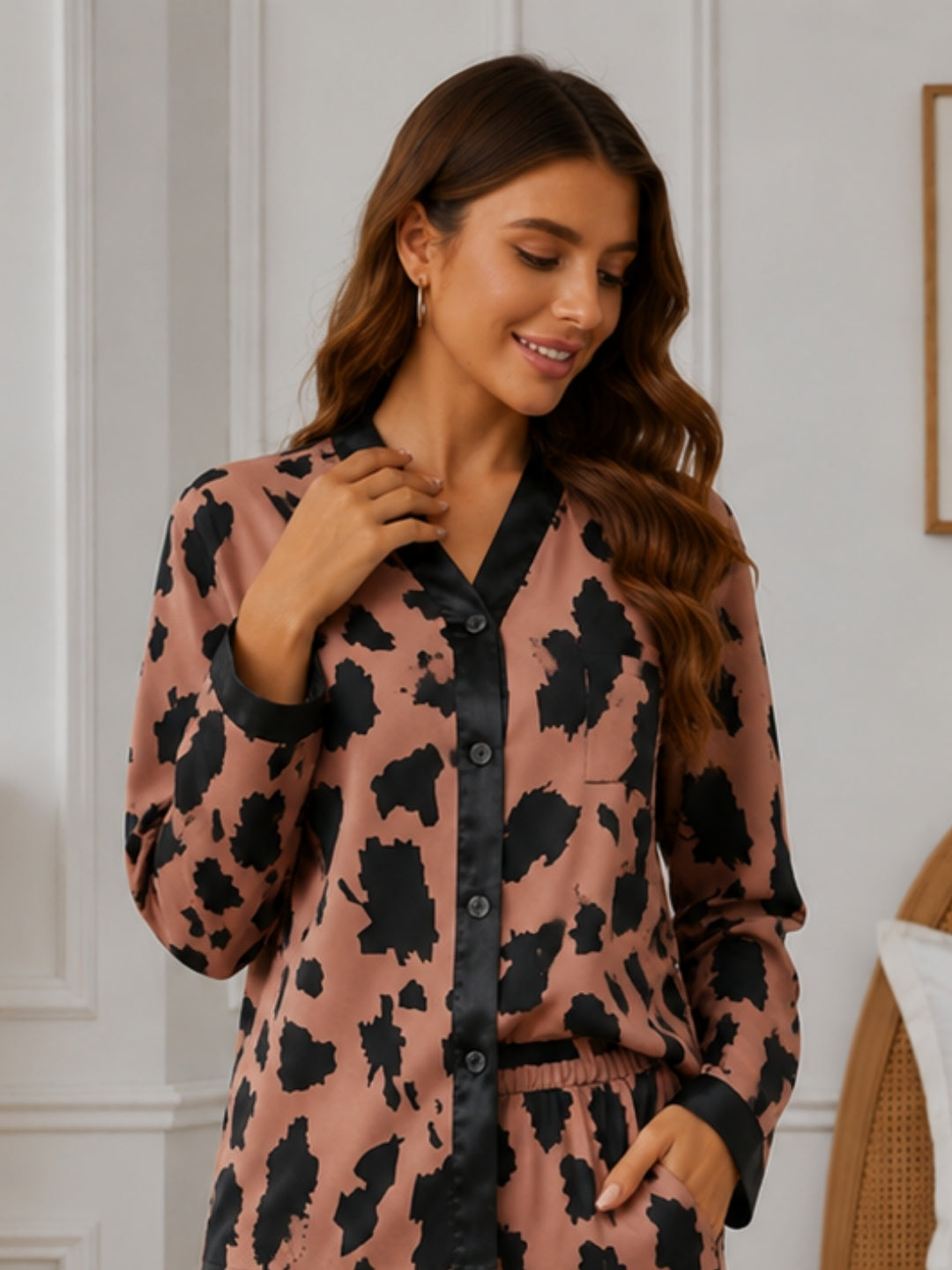 Women's Printed Satin Nightsuits Set
