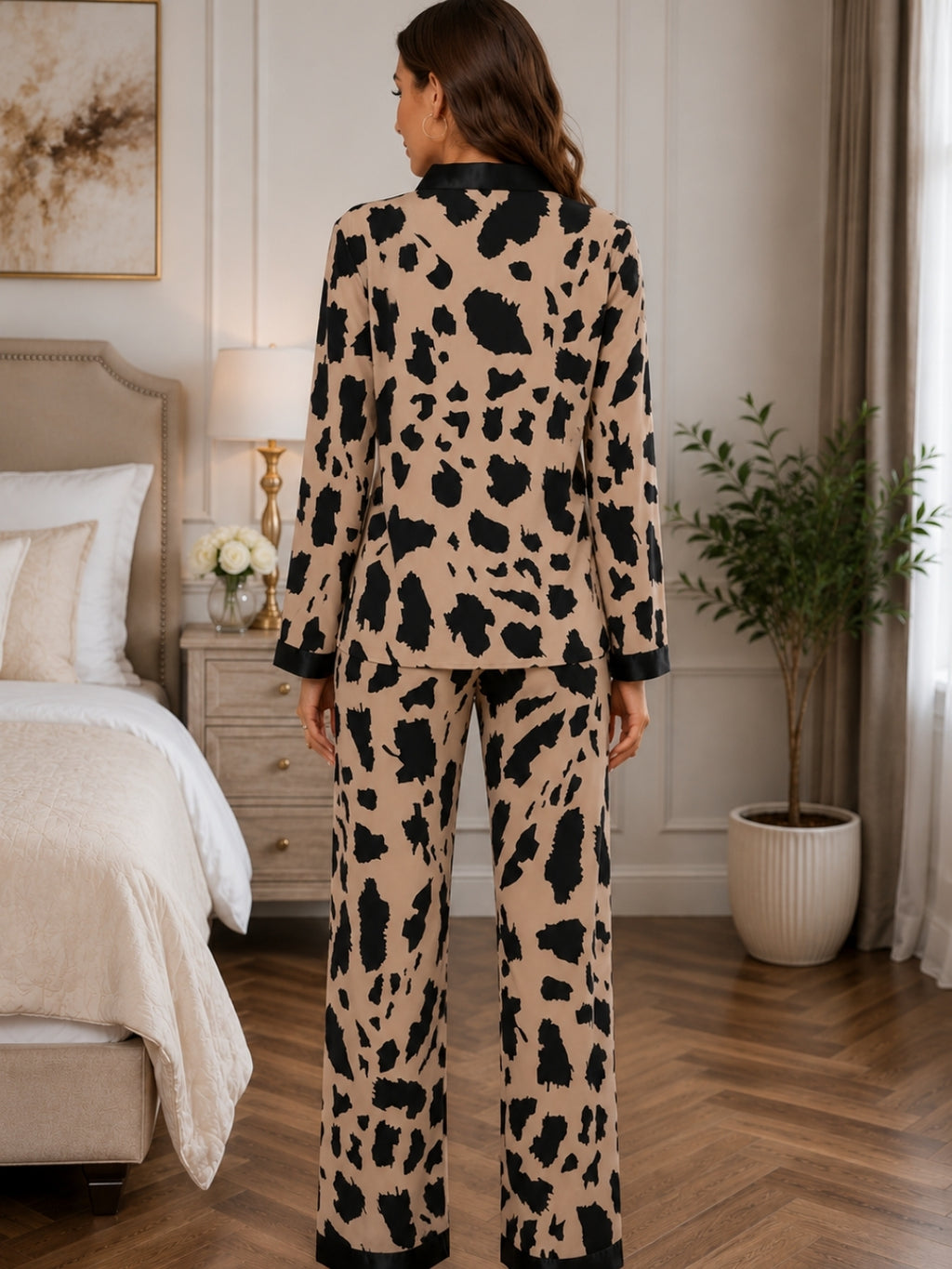 Women's Printed Satin Nightsuits Set