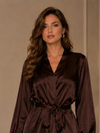 Satin Long Robe with Matching Lace