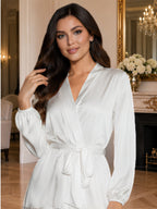 Satin Long Robe with Matching Lace