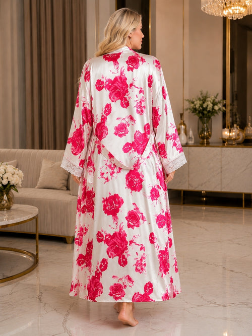 Satin Floral Robe Nighty