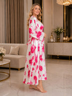 Satin Floral Robe Nighty