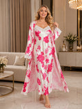 Satin Floral Robe Nighty