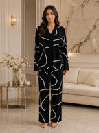 Women's Striped Satin Nightsuits Set