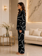 Women's Striped Satin Nightsuits Set