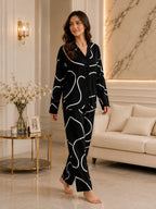 Women's Striped Satin Nightsuits Set