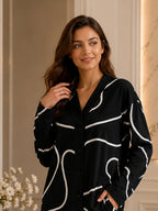 Women's Striped Satin Nightsuits Set