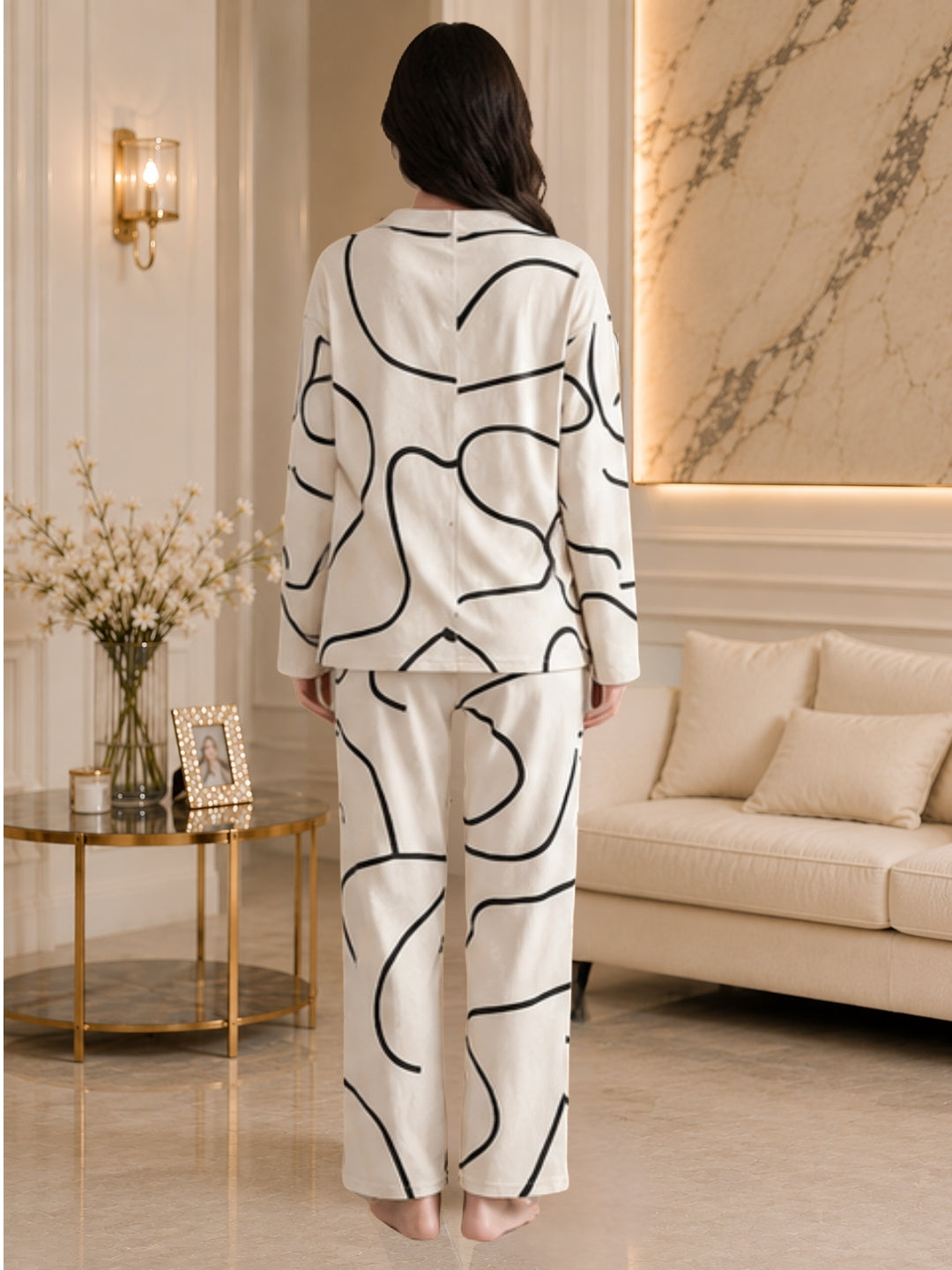 Women's Striped Satin Nightsuits Set