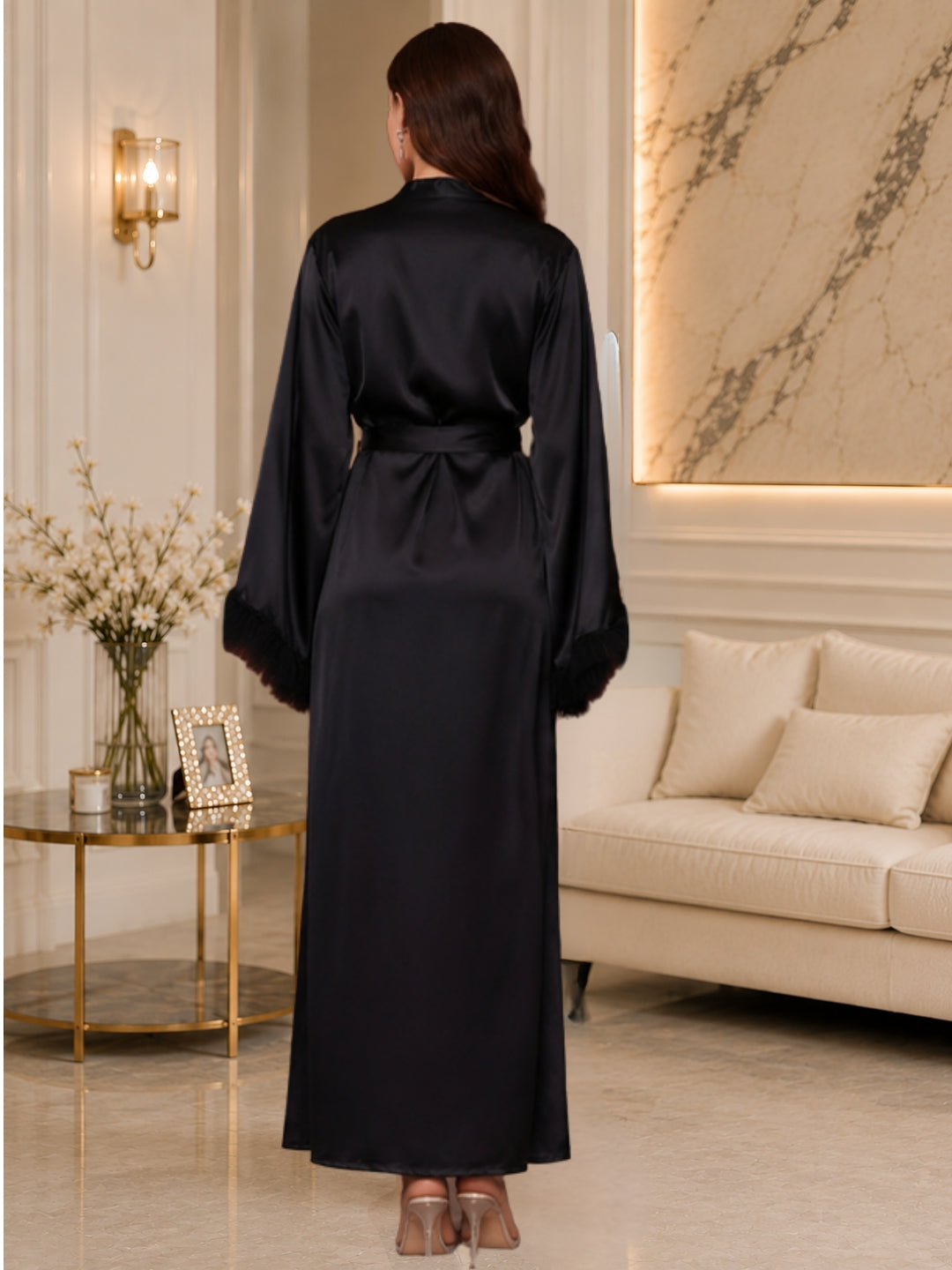 Satin Night Robe Flared sleeve Sleepwear