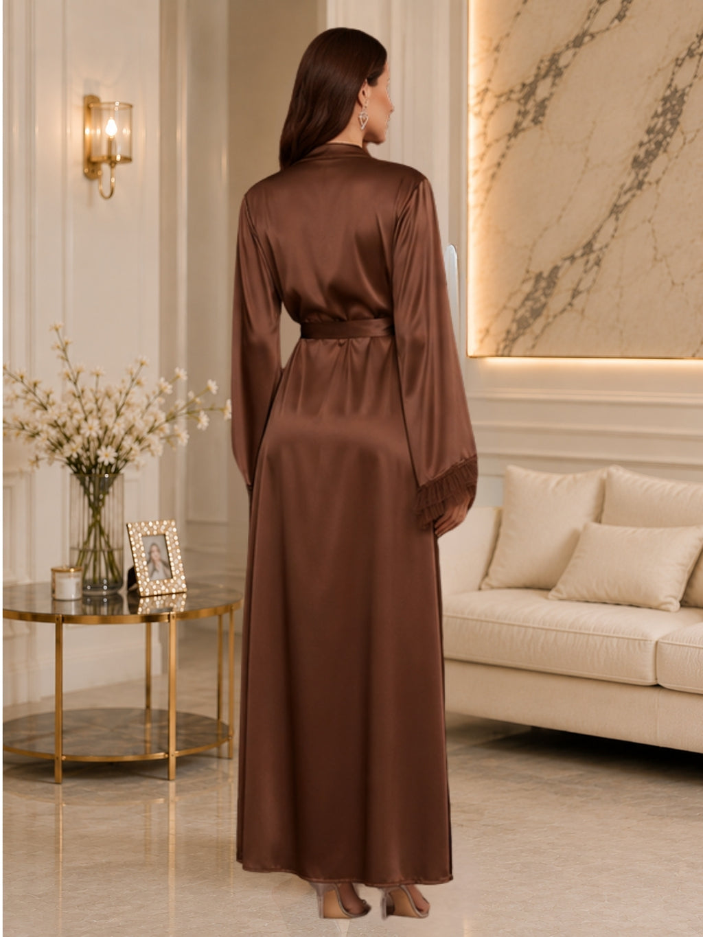 Satin Night Robe Flared sleeve Sleepwear