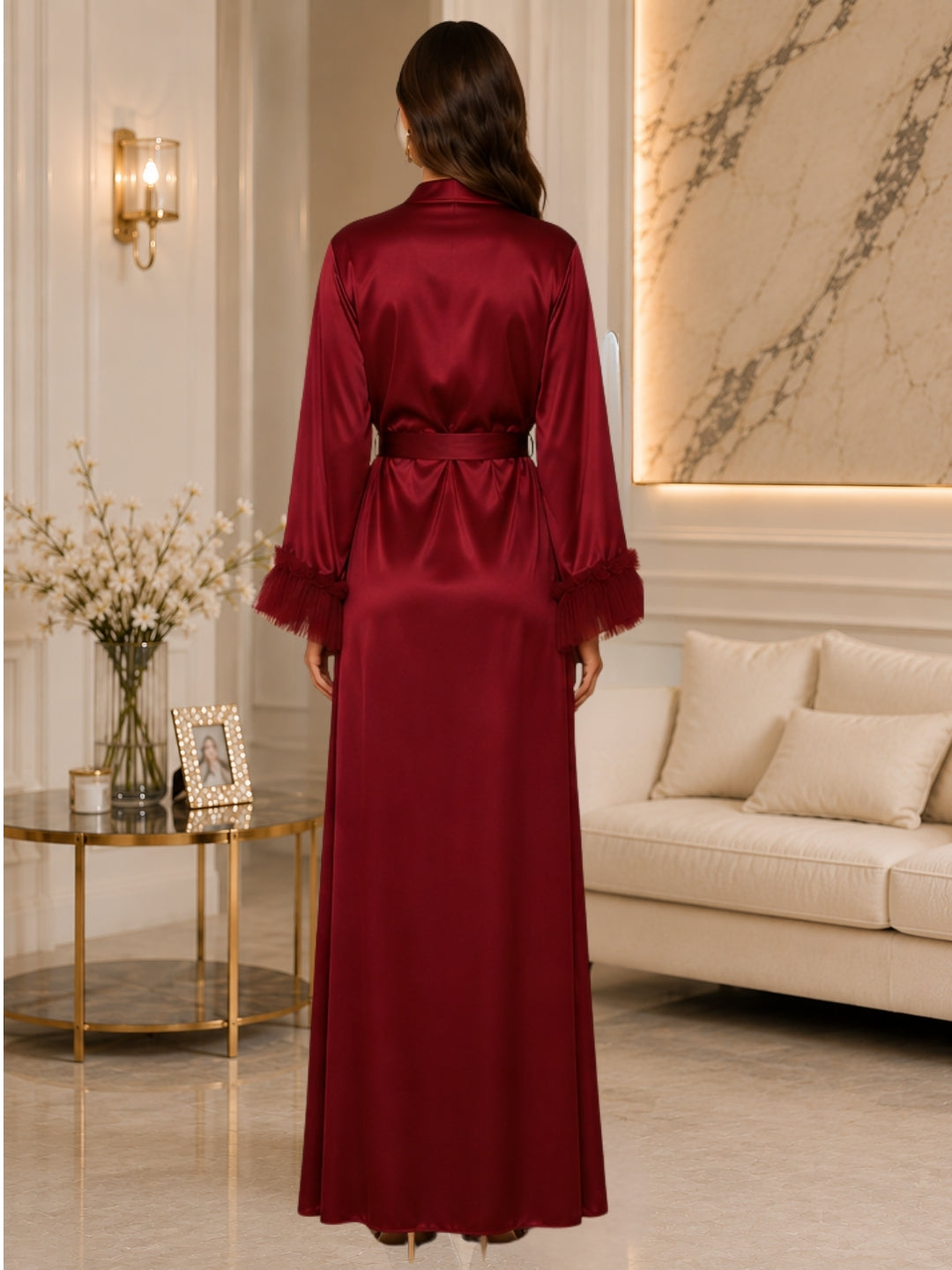 Satin Night Robe Flared sleeve Sleepwear