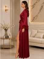 Satin Night Robe Flared sleeve Sleepwear