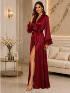 Satin Night Robe Flared sleeve Sleepwear