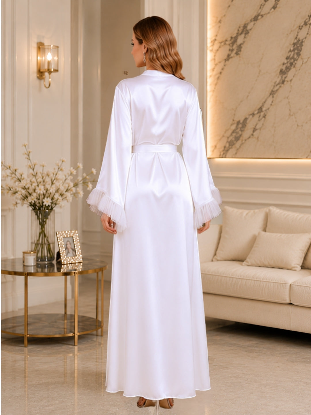 Satin Night Robe Flared sleeve Sleepwear